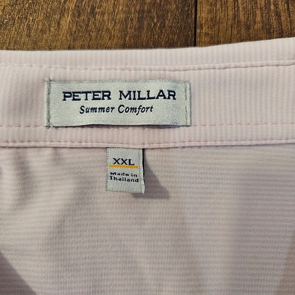 Peter Millar Summer Comfort XXL Pink Striped Golf Polo Shirt Short Sleeve - Picture 2 of 7